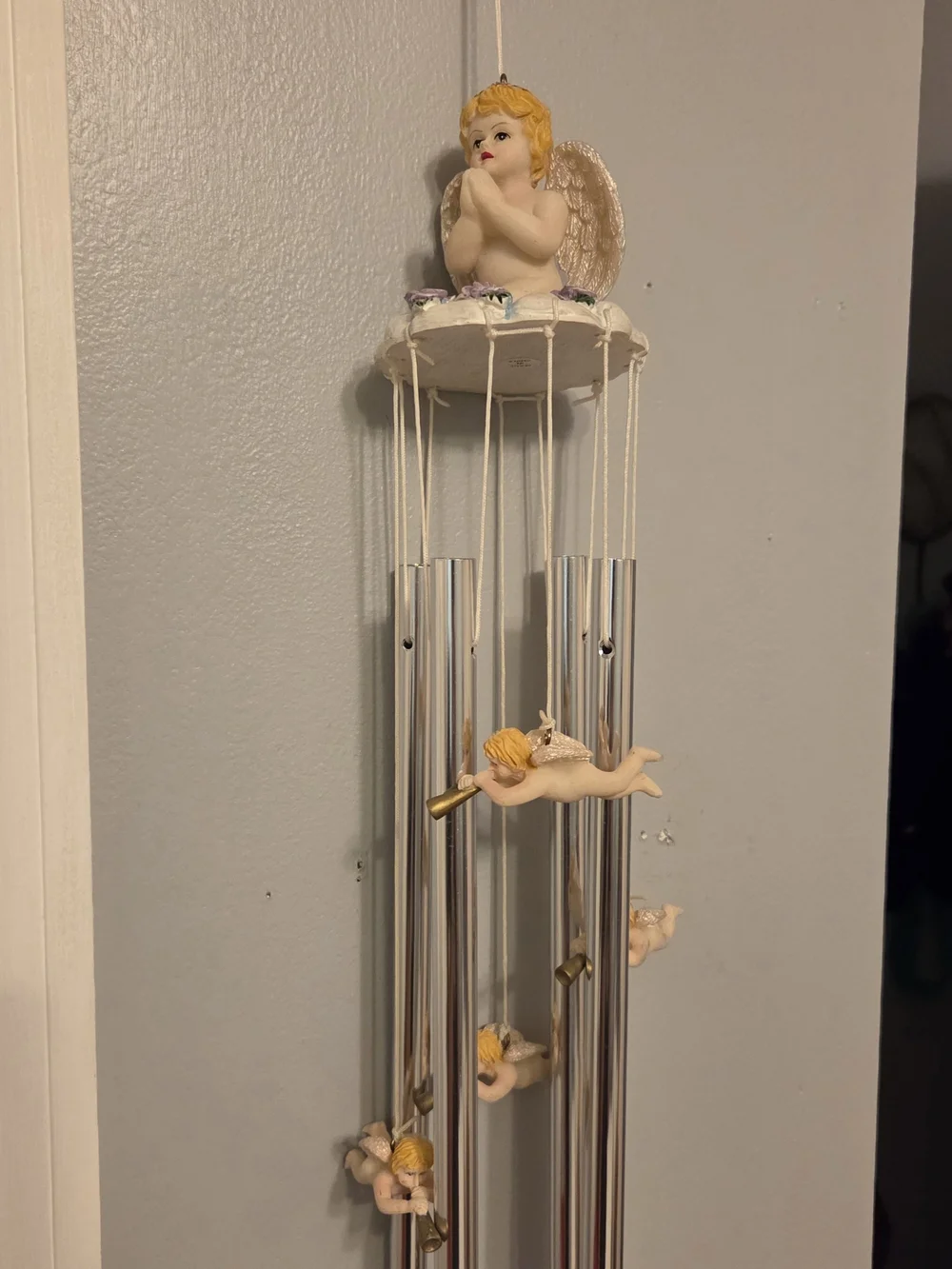 Angel Wind Chime Wall Hanging - Cream & Gold